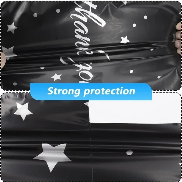 25 10X13 Poly Mailers Black & Silver Stars Thank You Flat Mailers PRICE IS FIRM - Picture 6 of 7